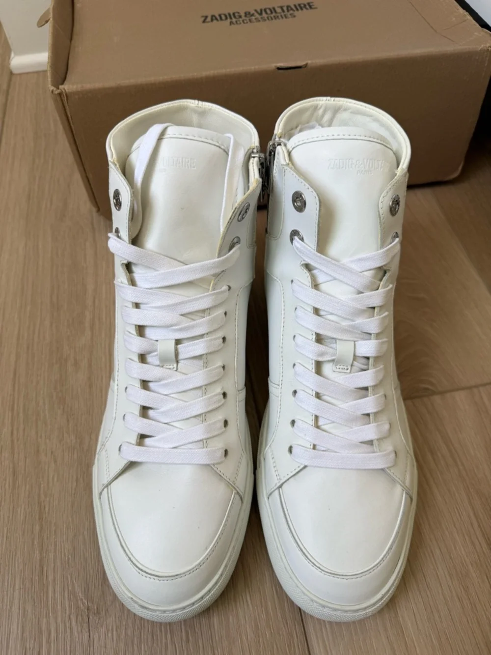 Zadig & Voltaire Men’s High Flash smooth High-Top Leather Sneakers.White. ZV1747 - Picture 3 of 13